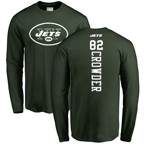 New York Jets Men Green Jamison Crowder Backer NFL Football #82 Long Sleeve T Shirt